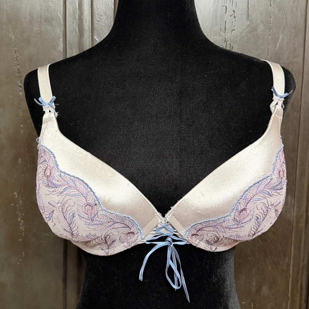 Ambrielle blue/silver lace with rhinestones Bra - Size 38C